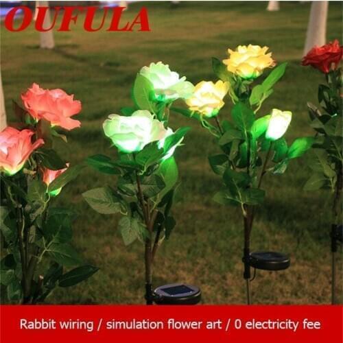 DLMH Solar Lawn Lamps Rose Flower Artificial Lantern Garden Decoration Lamp