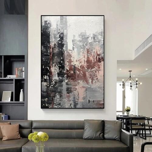 Modern Abstract Large Gray Canvas Painting Nordic Posters and Prints Wall Art Pictures for Living Room Home Decoration Frameless