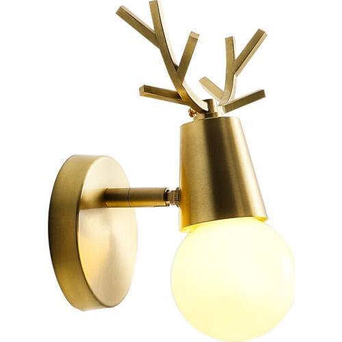 Modern Wall Lamp LED Bathroom Light Fixtures Bedroom Copper Wall Sconce Lamps Angle Adjustale Arandela Creative Antlers Lights