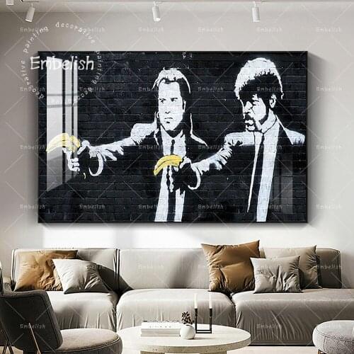 Embelish 1 Pieces Black And White Modern Home Decor Cartoon Wall Art Pictures For Living Room HD Print Canvas Painting Posters