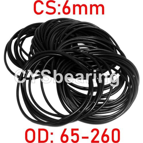 NBR O Ring Seal Gasket Thickness CS 6MM OD 65~260MM Nitrile Butadiene Rubber Spacer Oil Resistance Washer Round Shape