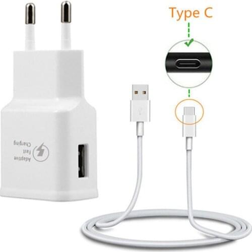 Type C USB data Cable For Samsung Galaxy A3 A5 A7 2017 Note 8 9 S9 S8 S10 Plus EU/US Plug Adaptive Fast Charger 9V 1.67A Adapter