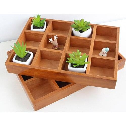 Storage Box 12 Grids Wooden Storage Supplies Vintage Large Capacity Organizer for Dresser