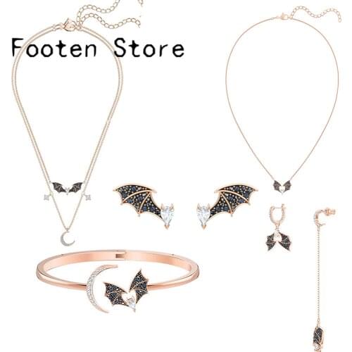 SWA Fashion Ladies Jewelry Charm Bat Series Bat Jewelry Set Ladies Earring Necklace Bracelet Romantic Jewelry Gift For Women