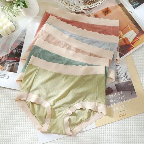 Womens Seamless Panties Summer Thin Breathable Mesh Ruffle Ice Silk Modal Plus Size Panties Sexy Lingerie Underwear for Women