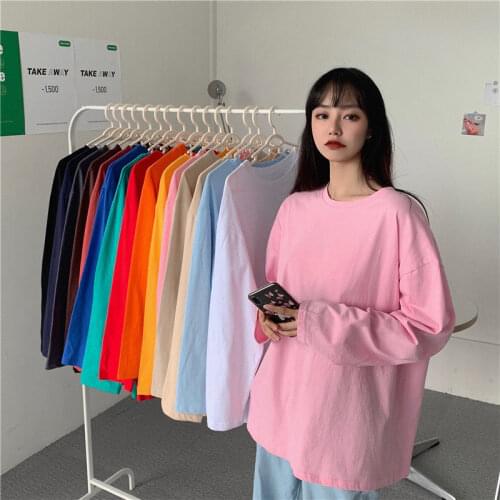 Woman Tshirts Early Autumn Cotton Long Sleeve T-shirt plus Size Womens Loose Top Tops Mujer Camisetas