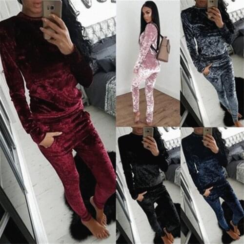 New Spring Autumn Women Tracksuit Velvet Hoodies + Pants 2 PCS Sport Sets Female Velour Fitness Workout Gym Running Set Suits
