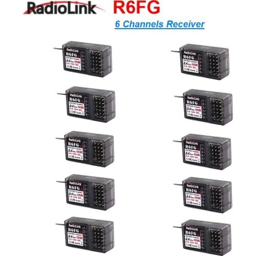 10 pcs Radiolink R6FG 6CH 2.4G Receiver With Gyro Integrated And HV Servo Supported for RC4GS/RC6GS/RC4G/T8FB