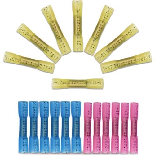 10pcs Heat Shrink Insulated Sleeve Waterproof Seal Butt Solder Crimp Terminals Connector Electrical Wiring Connection 0.25-6mm²