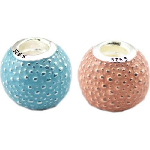 2 Colors Enchantment Enamel Round Design Beads for Charms Bracelets Silver 925 Original DIY Charm Beads for Jewelry Making