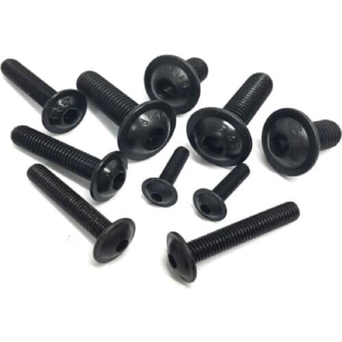 30/10pcs M4 Socket Flange Button Head Screws 10.9 High Tensile Black Allen Bolts GB7380.2 L=6mm 8mm 10mm 12mm 16mm