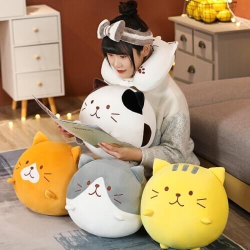4 Kinds Cute Round Cat Plush Toys Stuffed Kawaii Hand warmer Kitten Plush Pillow Cushion Soft Dolls For Kids Birthday Gift