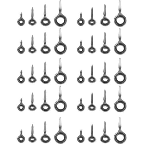 40pcs Stainless Steel Fishing Rod Eyes Rings Guide Tip Tops Set Raft Fishing Rod Repair Kit 3# 4# 5# 6# Fishing Accessories Tool