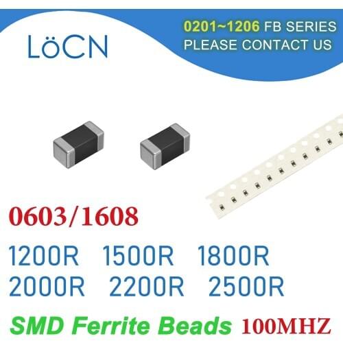 4000PCS 0603/1608 100MHZ SMD Ferrite Beads 1200R 1500R 1800R 2000R 2200R 2500R Chip Inductor Multilayer 25% High Quality