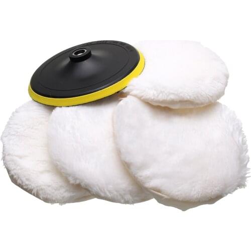 5Pcs Polisher/Buffer kit Soft Wool Bonnet Pad White