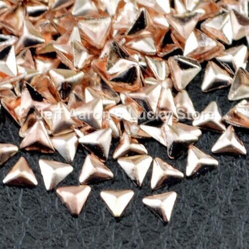 500PCS 2mm triangle champagne gold metal nail art decorations studs beauty manicure nails accessoires supplies tools