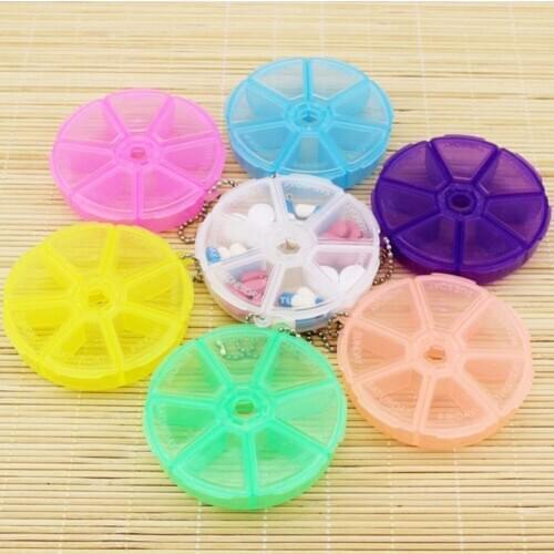 7 Days Weekly Pill Box Dispenser Round Tablet Pill Holder For Travelling Organizer Container Dispenser Solitters Box