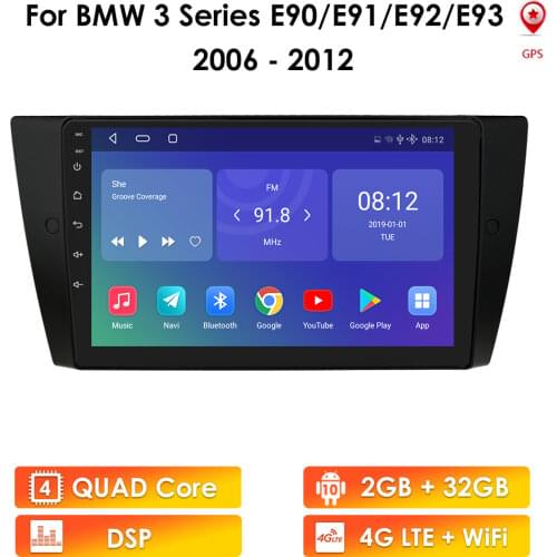 9 Inch 2 Din Android 10 Quad Core Car Radio GPS for Bmw 3 E90 E91 E92 E93 2006-2012 Navi Stereo Multimedia Player USB EQ FM WIFI