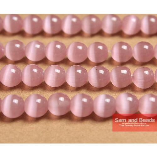 Free Shipping Natural Moon Stone Beads ,Opal Pink Cat Eye Round Loose Beads 16" Strand 6 8 10 12 MM Pick Size CEB01