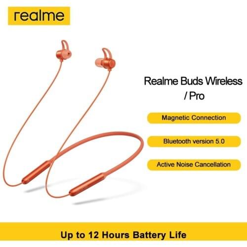 Realme Buds Wireless Earphone Magnetic Connection Bluetooth 5.0 Bass Boost Realme Buds Pro Active Noise Cancellation Earphone