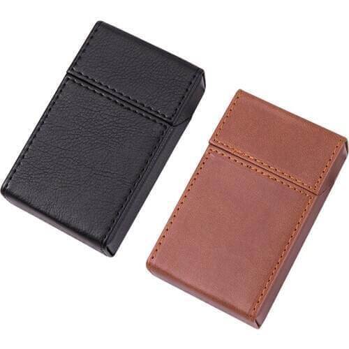 PU Leather 20-piece stainless steel press-table double-sided cigarettes Button opening and closing cigarette case