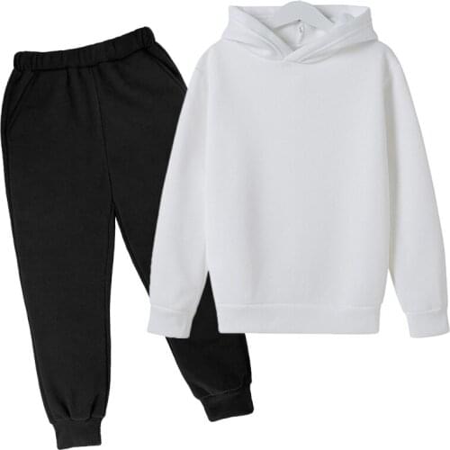 Kids Set Hoodie And Pant Two-piece Boys Girls Hooded Long Sleeves Clothes Solid Hoodies wholesale Mass customization ironing