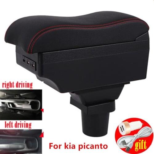 For kia picanto armrest box Center Storage box car accessories Interior with USB LED