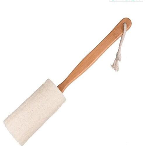 Natural Loofah Bath Brush with Long Wood Handle Exfoliating Dry Skin Shower Body Scrubber Spa Massager