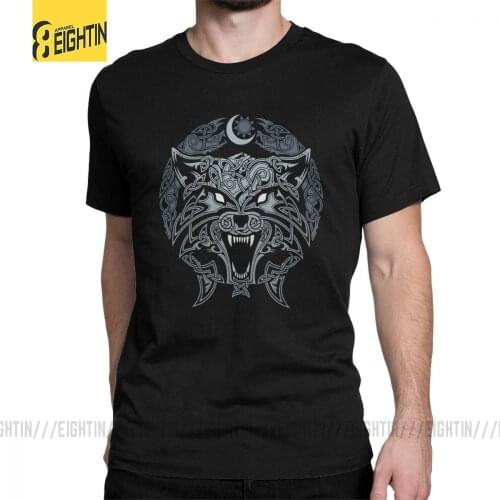 Wolves Of Ragnarok Vikings T Shirts Valhalla Odin T-Shirt Men Short Sleeves Humor Tee Shirt Crewneck Pure Cotton Tops Black