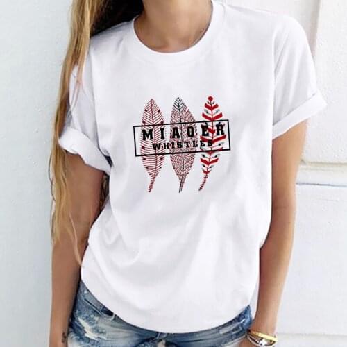 Pretty feather Printed Women T shirt Camiseta Mujer Short Sleeve Tshirt Lady Yong Girl Tops Tee Clothing Harajuku T-shirt Female