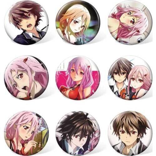Guilty Crown Anime Badge Cartoon OUMA SHU and YUZURIHA INORI Costume Brooch for Backpack or Bag Accessories (9pcs/set )