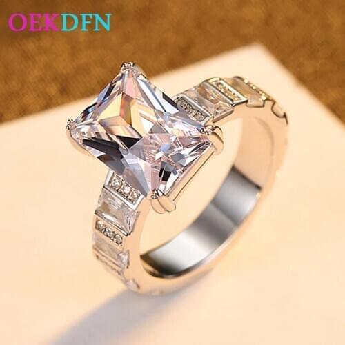 OEKDFN Luxury 925 Sterling Silver Ring Sparkling AAAAA+ Zircon Gemstone Wedding Engagement Rings Women Fine Jewelry Anniversary