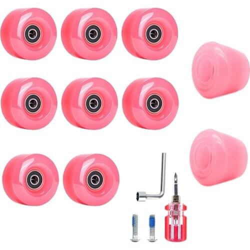 Roller Skate Wheels with Bearings and Toe Stoppers Roller Skate Brake Block Durable 82A Skateboard Wheels Parts