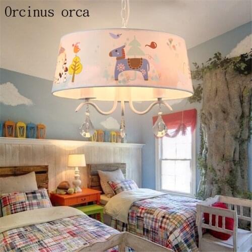 Korean sweet LED childrens room crystal chandelier cartoon lovely Trojan Teddy boy girl bedroom Chandelier free shipping