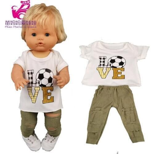 Nenuco doll clothes football shirt Ripped jeans Ropa y su Hermanita 17 inch baby doll outwear