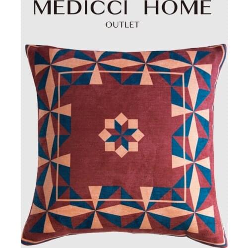 Medicci Home Cushion Case Brick Red European Geometry Chenille Waterproof Throw Pillow Covers Modern Square Coussins 45x45cm