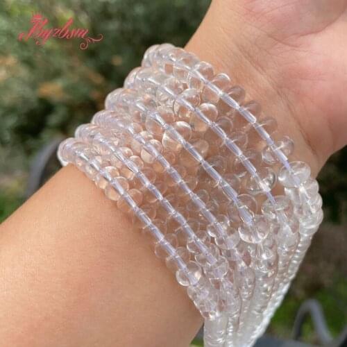 Natural White Rock Crystal Quartz Smooth Rondelle spacer Stone Beads for DIY Necklace Bracelets Rings Earring Jewelry Making 15"