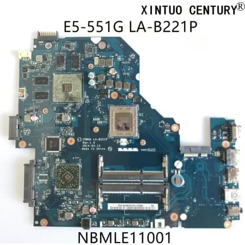 NBMLE11001 For Acer Aspire E5-551G Laptop motherboard Z5WAK LA-B221P NB.MLE11.003 W/ A10-7300 R7 M265 GPU 100% tested working