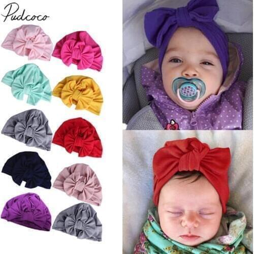 2019 Brand New Newborn Baby Kids Boys Girls Soft Turban Cap Beanie Solid Bow Knot Wrap Hats Milk Fiber Beanis Baby Gifts