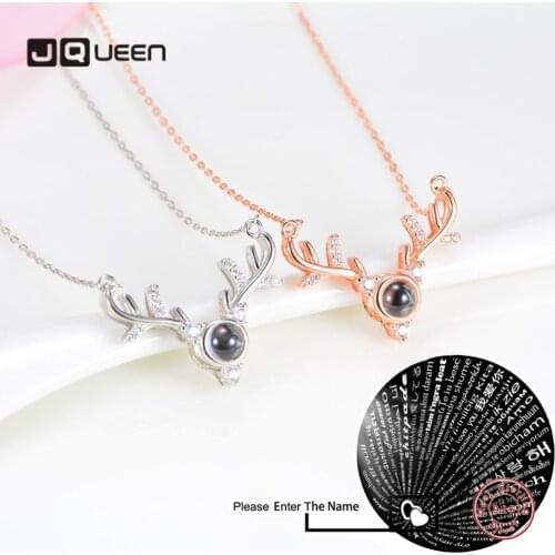 Cute Deer 100 Languages I Love You Necklace 925 Sterling Silver Lettering Photos Women Necklaces Friends Lovers Gift