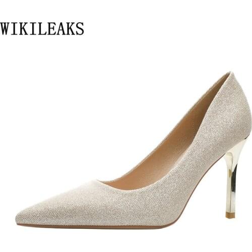 High Heels Sexy Pumps Women Shoes Wedding Shoes for Women Bride Korean Fashion Office Shoes Women Silver Heels Zapatos De Mujer