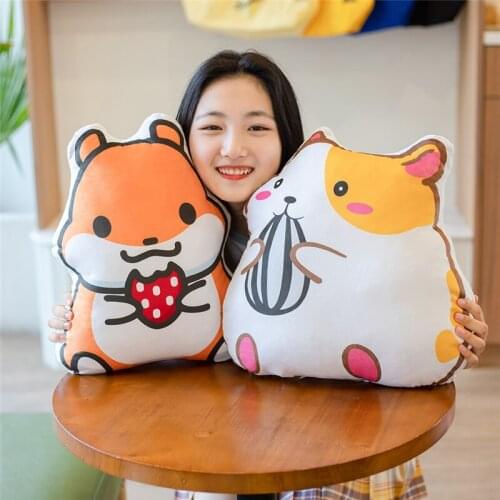 Hamster Plush Throw Pillows Cute Squirrel Cartoon Animals baby Stuffed Soft Toy Kawaii Body Cushion for Bed Sofa Decor Home