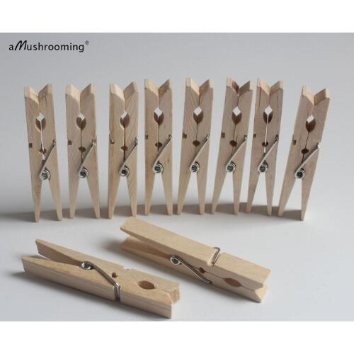 10 Large Natural Wooden Spring Clothespins Handmade 2.75 Inch Laundry Display Clips Craft Gift Wrap Packaging Party Supplies
