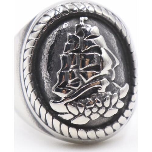 Dropshipping rock roll solid back anchor sail rings for men men party band cool design size 7-13