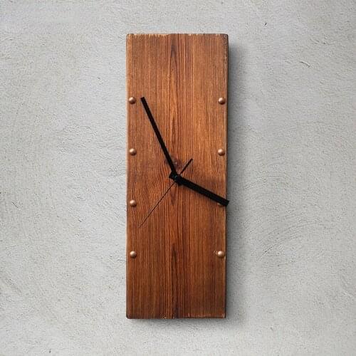 Retro Solid Wood Rectangular Wall Clock Personality Decoration When The Clock Minimalist Art Hanging Watch Wall Clock