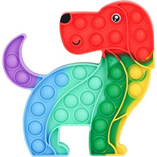 Rainbow Cute Dog Fidget Toy Push Bubble Stress Sensory Toy Relief Anti-stress Simple Hand Game Toys for Children Aldult