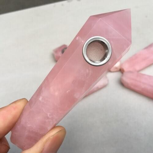 Rose Quartz Smoking Pipe Natural Gems For Crafts Crystals And Stones Spiritual Healing Minerales Gemstones Reiki Home Decoration