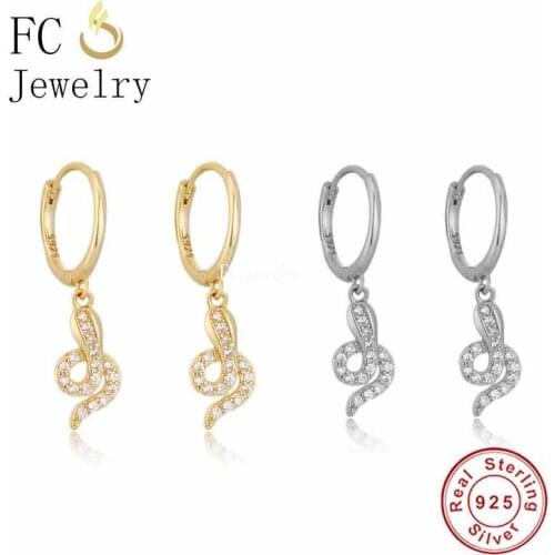 925 Sterling Silver Punk Distorted Iced Out Snake Piercing Hoop Earring For Women Girl Boucle D'oreilles Party Pendientes 2021