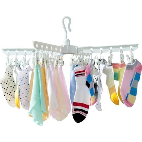 Foldable Cloth Hanger Racks Bathroom Rack Plastic Laundry Drying Hanger Clothespin Household Accessories DQ1002