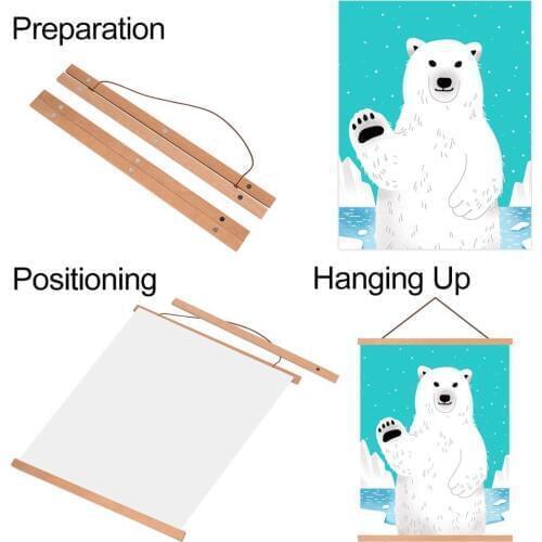 21-80cm Solid wood hanging scrolls magnetic Light Frame Hanger for Photo Picutre Canvas Art print Wall Hanging Poster Frame